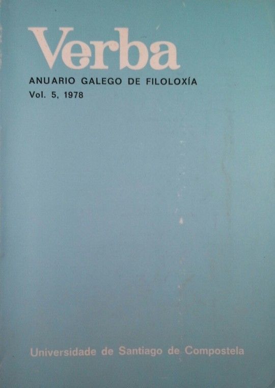 VERBA ANUARIO GALLEGO DE FILOLOGA VOL 5 1978